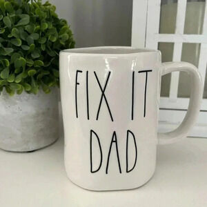 Rae Dunn Ceramic Mug Fix It Dad Black and White